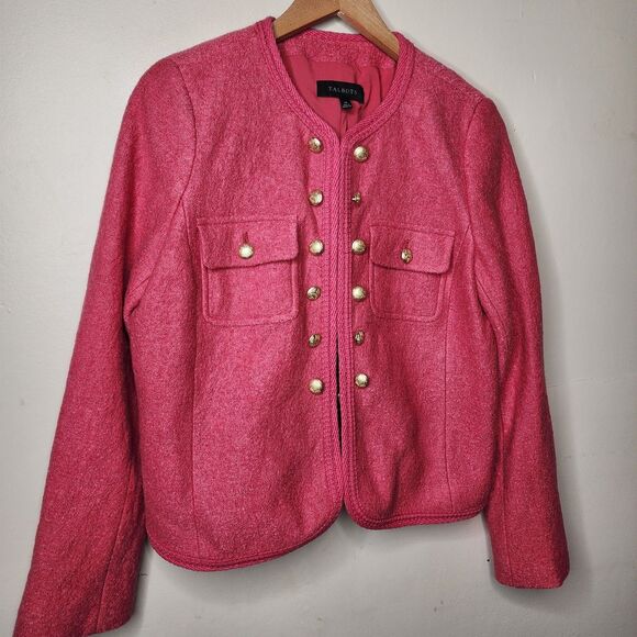 Talbots Berkshire Crop Button Jacket Wool Blend Womens 10 Holly Berry Classic - Picture 5 of 12